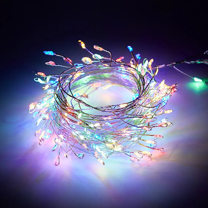 USB LED Firecracker String Lights 3/6/9M (9.8/19.7/29.5 ft) Remote-Controlled Fairy Garland for Wedding Party Garden Christmas