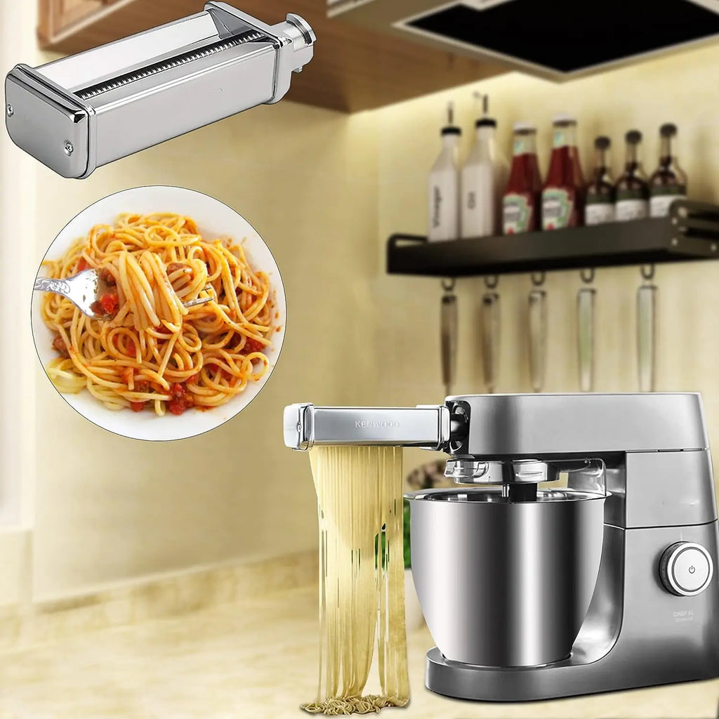 Pasta Sheeter & Cutter Set for Stand Mixers – Spaghetti & Fettuccine Cutters with Lasagne Roller and Cleaning Brush