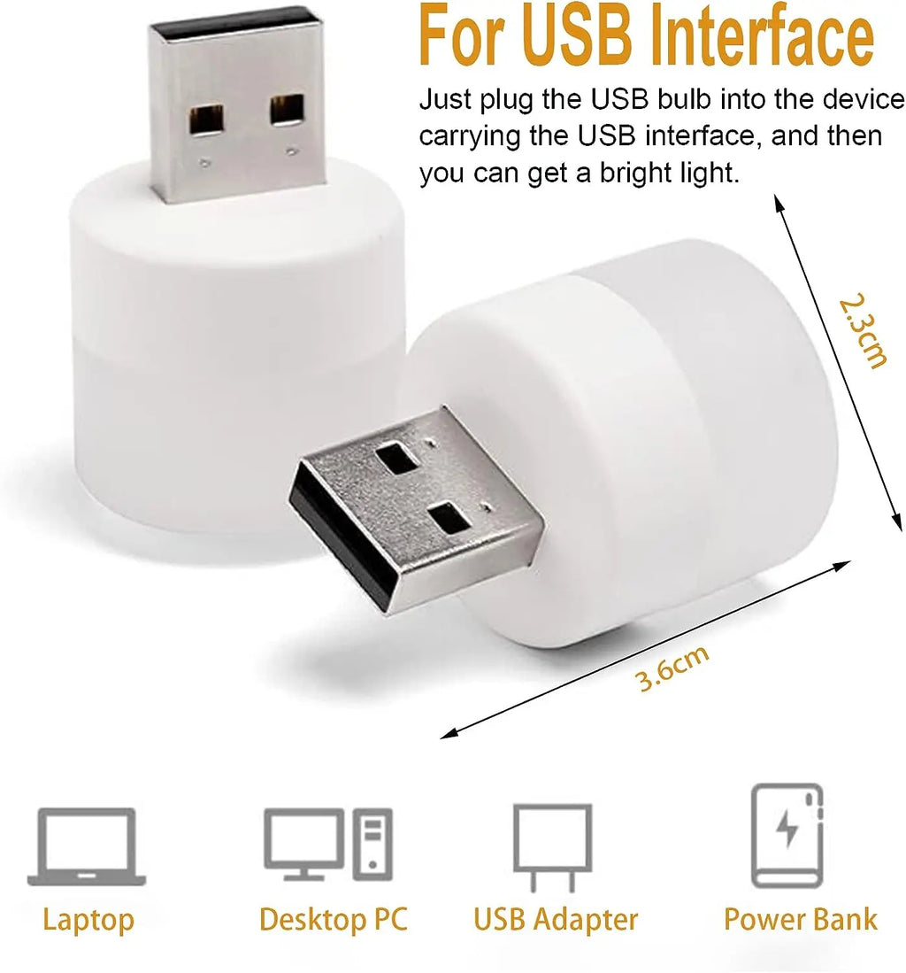 Mini USB Plug-In Night Light LED Warm/White Eye-Friendly Reading Light (1/3/5/10 Pack)