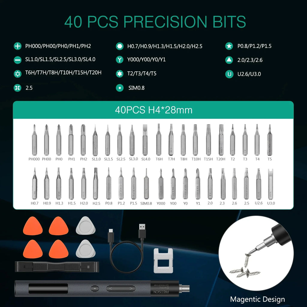 50-in-1 Cordless Precision Electric Screwdriver Kit, 3-Speed Torque Adjustable with Magnetic Phillips and Torx Bits for Phone Laptop Watch PC