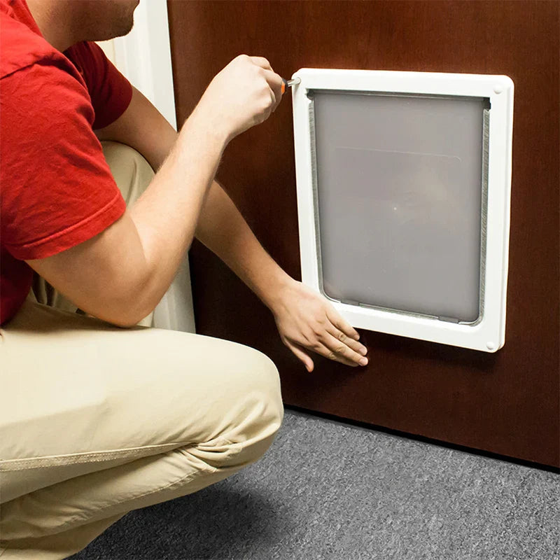 Lockable Pet Door with Privacy Flap – Weatherproof Dog & Cat Door, Easy Install (S 13.8 in x 11.4 in / 35 x 29 cm, L 16.9 in x 14.0 in / 43 x 35.5 cm)