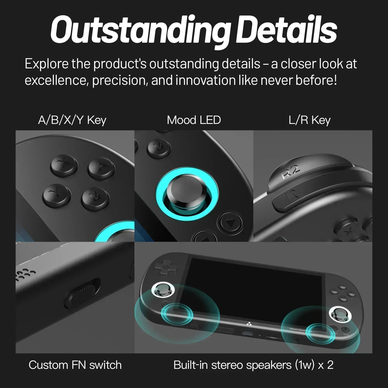 Smart Pro Retro Handheld Game Console 4.96-inch (12.6 cm) IPS Linux Dual Joystick RGB LEDs 5000mAh 13,000+ Games