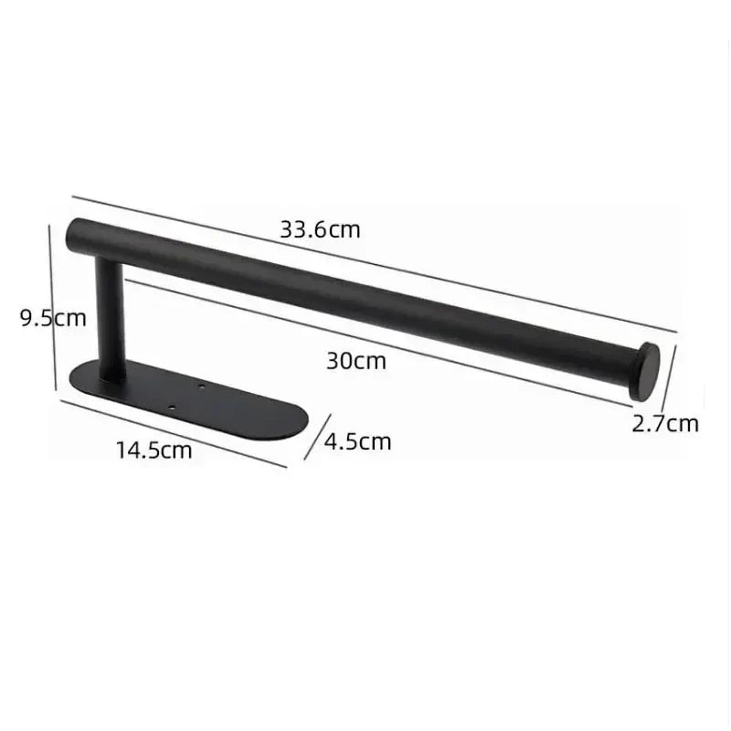 Self-Adhesive Stainless Steel Toilet Paper Holder Matte Black – No-Drill Wall Mount