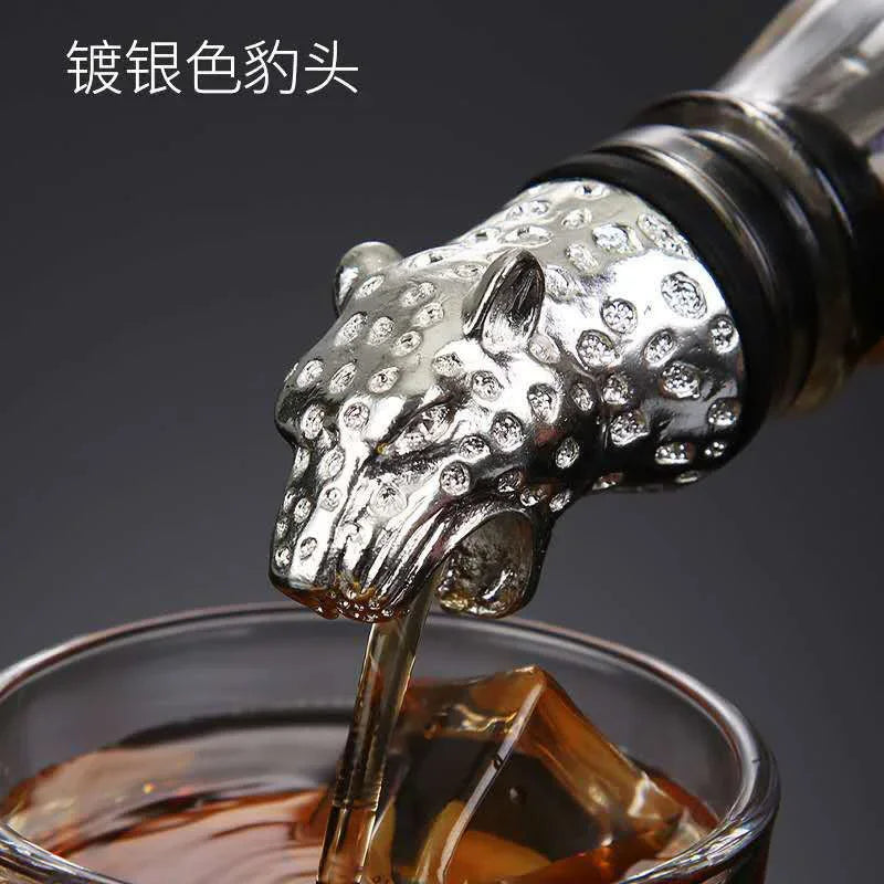 Zinc Alloy Animal Head Wine Pourer - Decorative Bottle Pour Spout & Stopper (Deer, Elk, Lion, Leopard, Wolf, Eagle, Dragon)