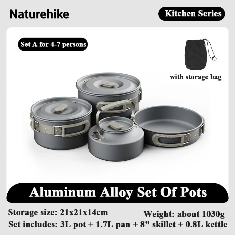 4-7 Person Camping Cookware Set - Lightweight Aluminum Pot Set for Outdoor Picnic & Backpacking