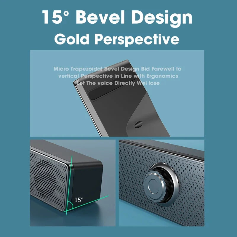 USB-Powered Bluetooth PC Speakers 3D Stereo Soundbar for TV, PC & Laptop - Wired & Wireless (3.5mm AUX, Deep Bass)