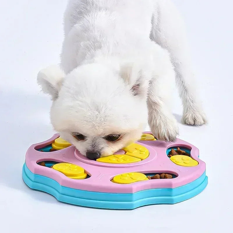 Interactive Dog Puzzle Slow Feeder Bowl - Anti-Slip Food Dispenser to Slow Eating & Boost Puppy IQ for Dogs & Cats