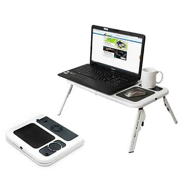 Adjustable Foldable Laptop Lap Desk 53 x 26 x 4 cm (20.9 x 10.2 x 1.6 in) - Portable Ergonomic Bed & Sofa Laptop Stand with Mouse Pad and Cooling Vents