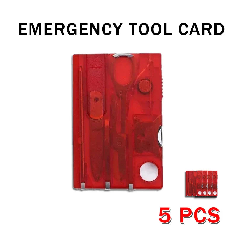 Credit-Card Multi-Tool Survival Card — Portable 5.5 × 8 cm (2.17 × 3.15 in) Pocket Emergency Tool with Screwdriver, Compass & Bottle Opener for Camping
