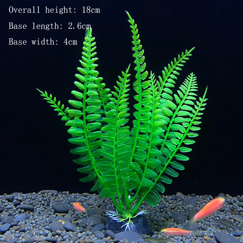 Artificial Aquarium Plants – Plastic Underwater Green Shrubs with Resin Base, Fish Tank Decoration