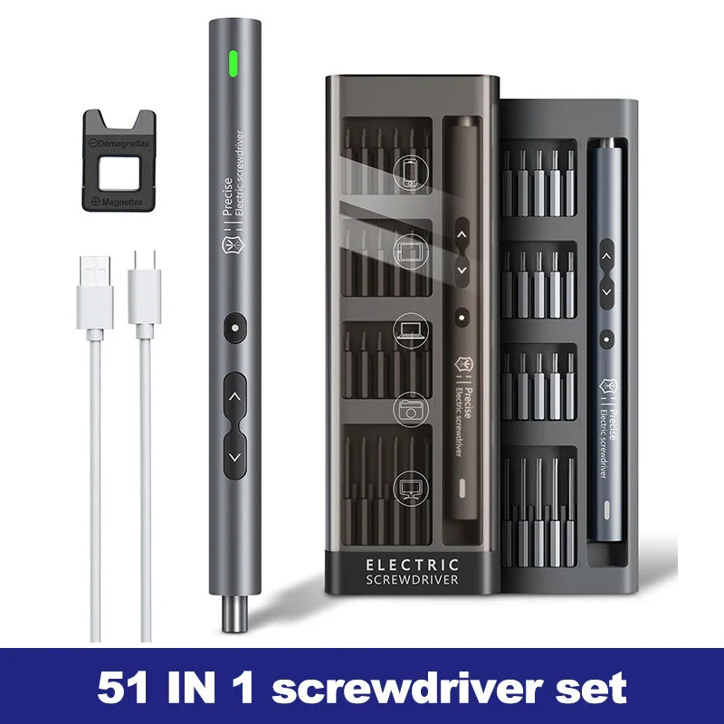51-in-1 Mini Rechargeable Electric Screwdriver Set — Precision Cordless Magnetic Repair Kit for Phones, Laptops & Electronics