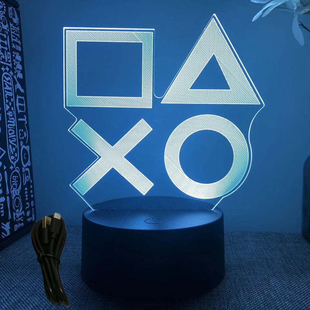 3D LED Neon Gamer Lamp - RGB Acrylic Night Light with Remote & Touch for Kids & Gaming Room