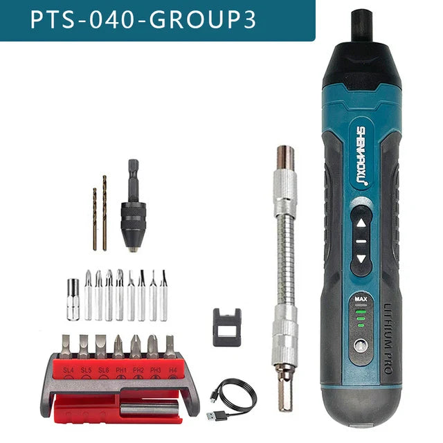 Mini Cordless Electric Screwdriver 3.6V Rechargeable 1300mAh USB-C, Precision Screwdriver with LED & Torque Control, 1/4" (6.35mm) Chuck