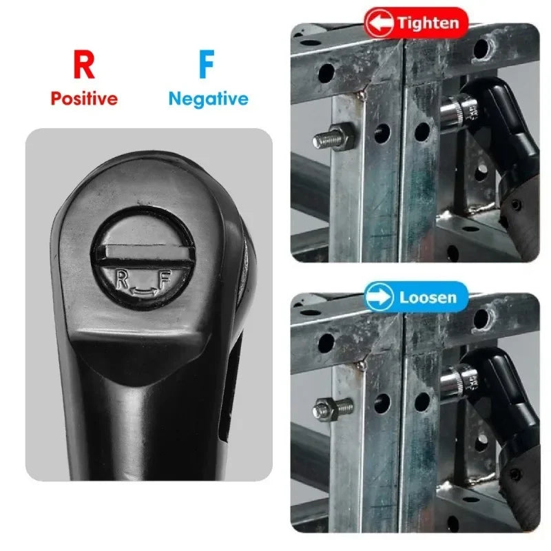 Brushless 1/2" (12.7 mm) Ratchet Impact Wrench Cordless 480 N·m, 18V Battery Compatible, Forward/Reverse