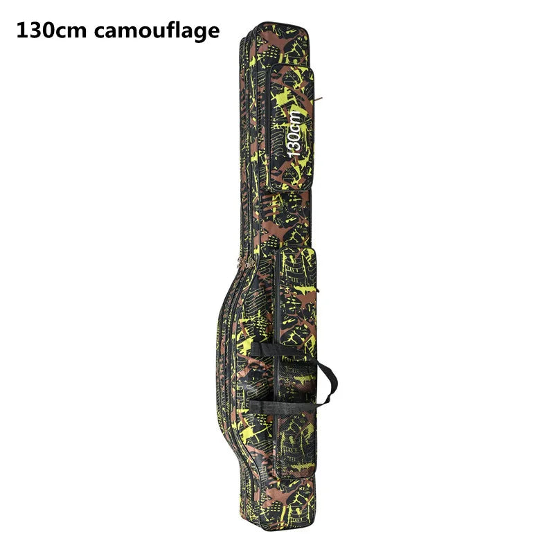 2-Layer Foldable Sea Fishing Bag 1.3m / 1.5m (4.3 ft / 4.9 ft) Double-Shoulder Rod Carrier & Outdoor Tackle Storage