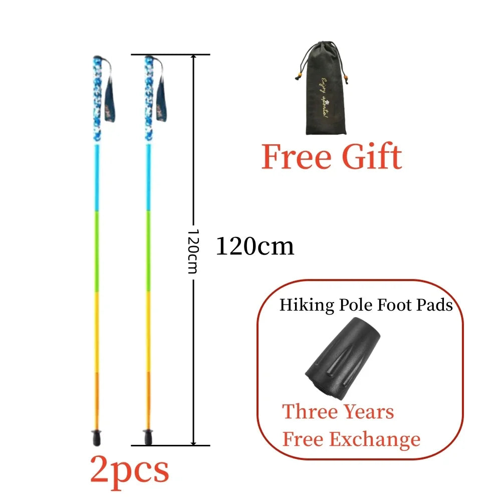Ultralight Carbon Fiber Trekking Poles 5-Section Folding Anti-Shock Hiking and Walking Sticks 110/120/130 cm (43/47/51 in)