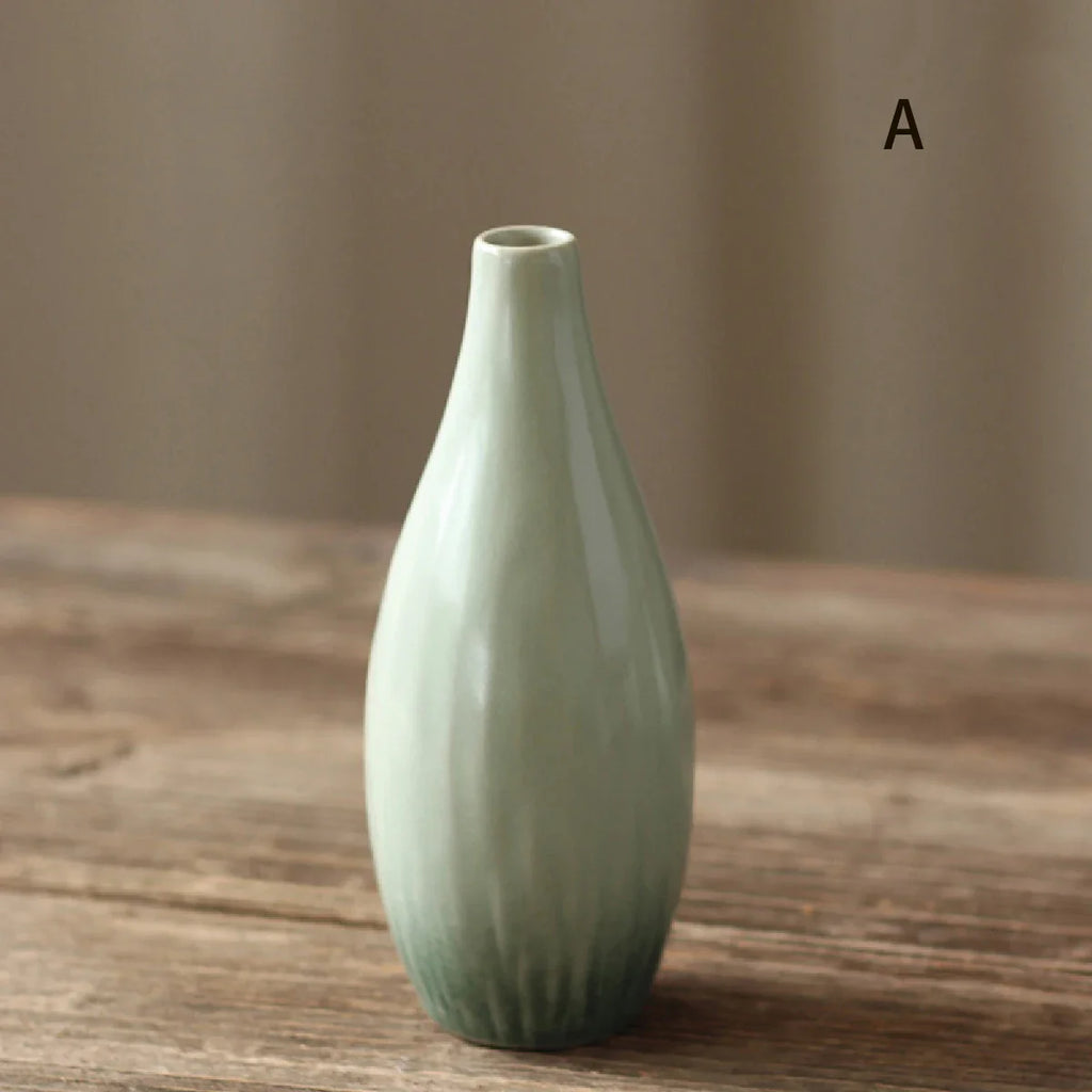 Simple Ceramic Porcelain Vase for Hydroponic Plants — Minimalist Small Vase for Living Room & Dining Table Decor