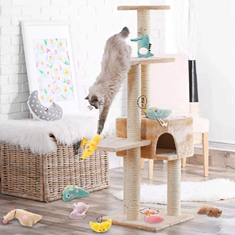 Catnip Plush Cat Toy – Cartoon Animal Dental Chew & Anti-Bite Soft Toy for Cats, Interactive Soothing Home Play