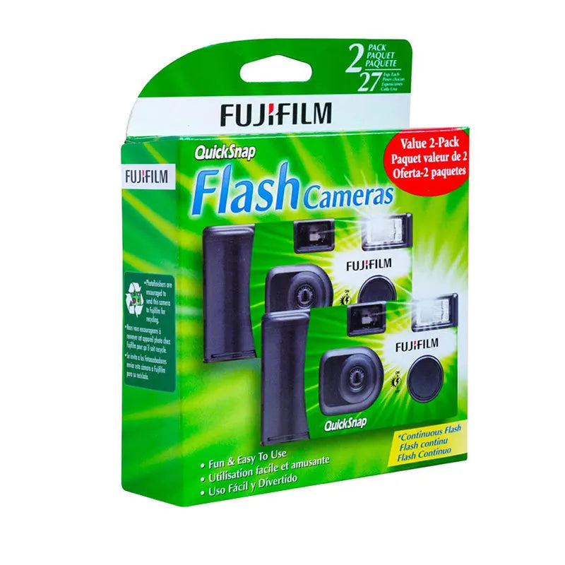 Single-Use Disposable Film Camera with Built-In Flash — 27 Exposures, ISO 400, 32mm Lens