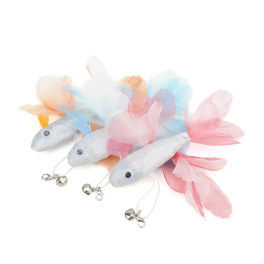 Colorful Fish Cat Teaser Wand - Interactive Goldfish-Shaped Play Toy for Cats