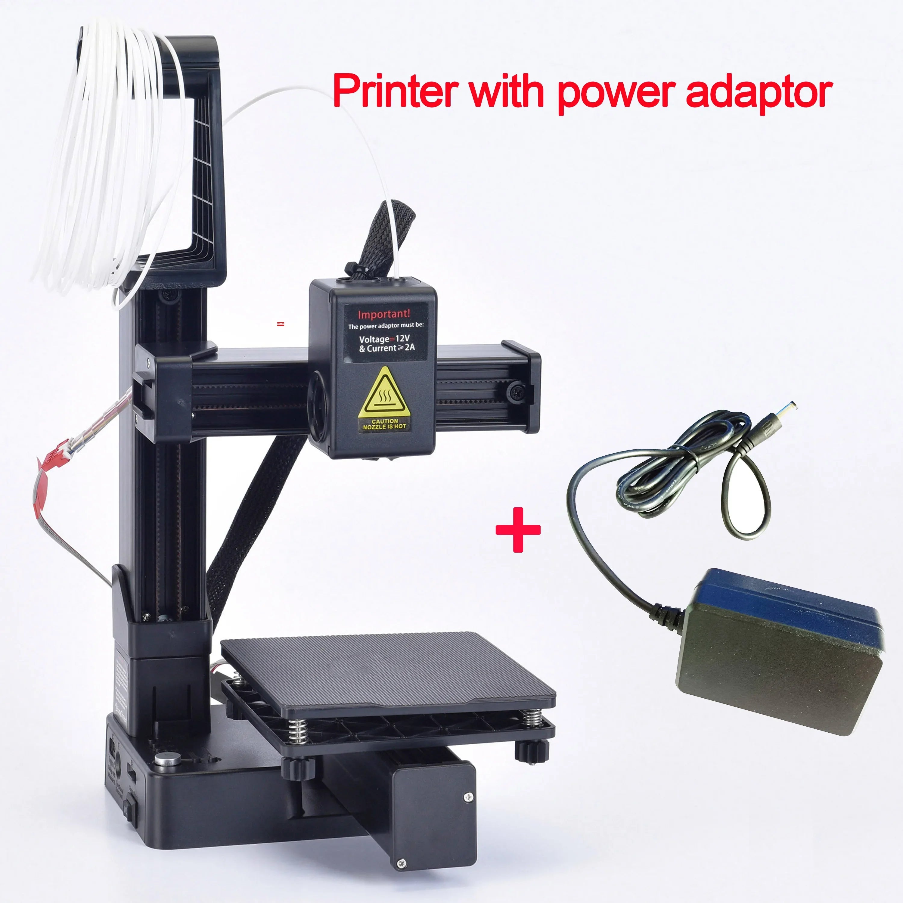 Entry-Level 3D Printer Compatible with PLA & TPU 1.75mm Filament, 100x100x100mm Build, Includes 12V Power Adapter
