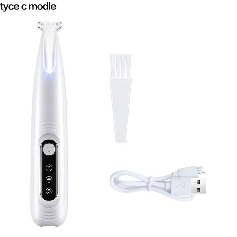 Dog Paw Trimmer with LED Light & Display — Cordless Waterproof Pet Hair Trimmer, 18mm Stainless Steel Blade