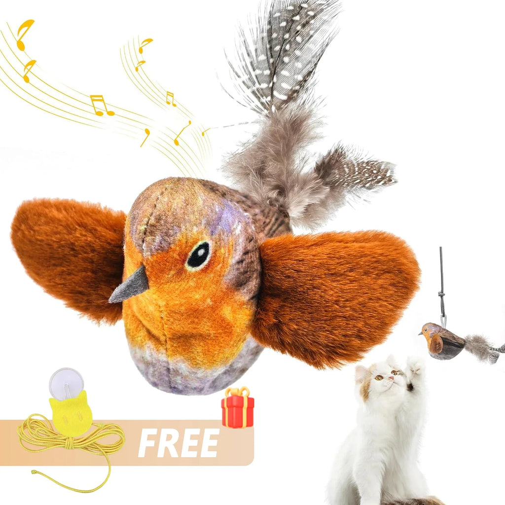 Interactive Bird Cat Toy with Chirping Sound & Catnip – Hanging Plush Teaser for Indoor Cats