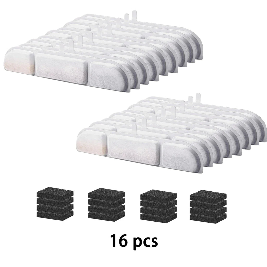 6/12/16/20/24-Pack Cat Water Fountain Replacement Filters with Pre-Filter Sponges – Activated Carbon & Ion Exchange