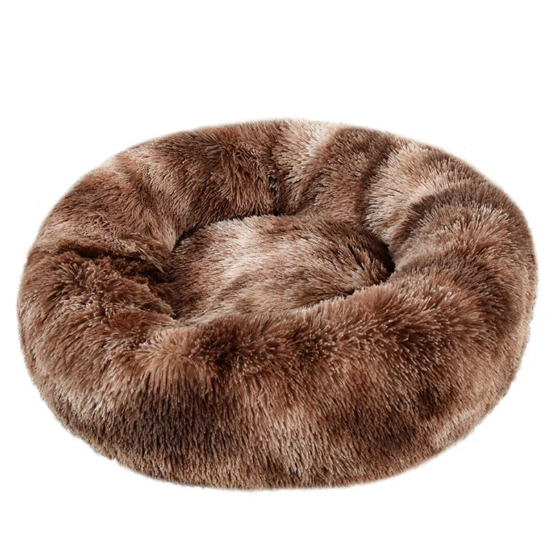 Round Plush Pet Bed, Washable Cozy Dog & Cat Sofa, Winter Warm, Multiple Sizes 16–35 in (40–90 cm)