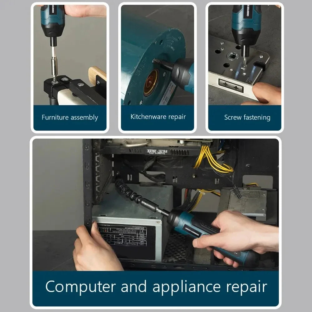 Mini Cordless Electric Screwdriver 3.6V Rechargeable 1300mAh, 5Nm Torque Precision Kit with Bits
