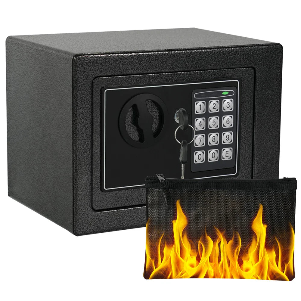 Fireproof Home Safe with Digital Keypad, Sensor Light and Adjustable Shelf - Secure Money Bag Storage