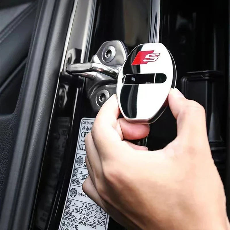 4-Pack Car Door Lock Cover Caps for S-Line A3 A4 A5 A6 A7 Q2 Q3 Q5 Q5L Q7 TT RS Series Alloy Door Lock Protectors (4pcs)
