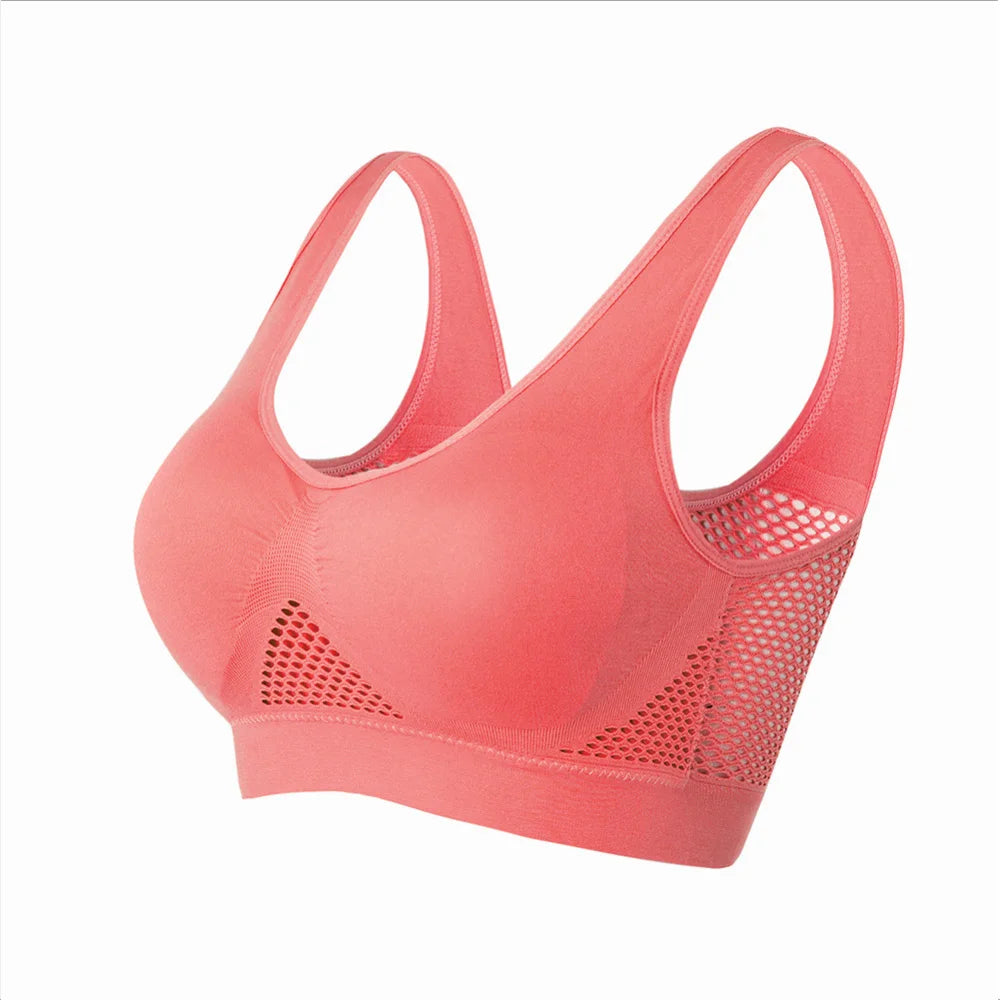 Seamless Mesh Plus Size Sports Bra Wireless Shockproof Breathable Yoga and Gym Crop Top Up to 6XL
