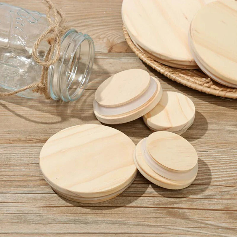 Handmade Pine Wood Jar Lid with Silicone Seal – Airtight Wooden Cover for Jars, Mugs & Candle Cups, Fits 52–130 mm (2.05–5.12 in)