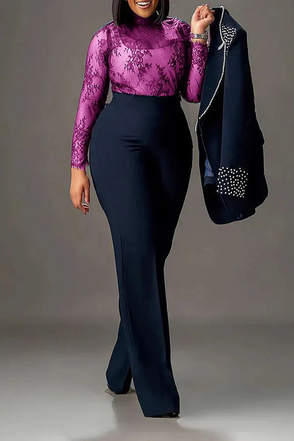 2 Pieces Women's Sets Autumn Winter Long Sleeve Pearl Blazers Suit Tops And Pants Suits Two Piece Set Tracksuit Outfit 2026