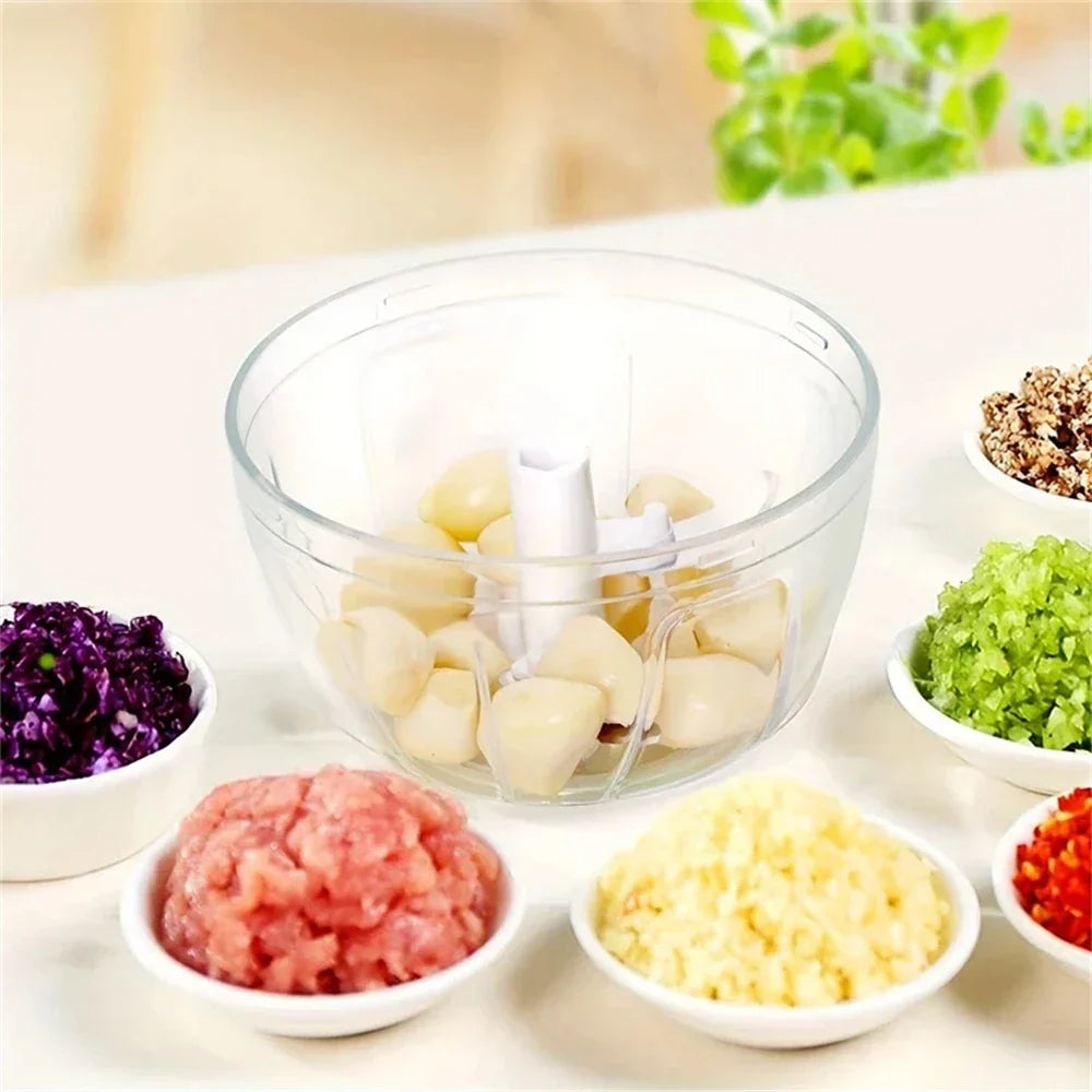Manual Garlic Chopper Hand-Pull String Vegetable Cutter Onion Mincer Ginger & Nut Food Processor