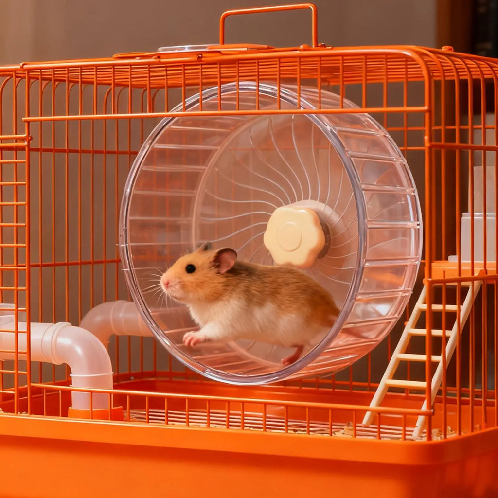 Silent Hamster Wheel 5.5in (14cm) Quiet Double-Bearing Exercise Wheel with Adjustable Stand for Hamsters Gerbils Mice