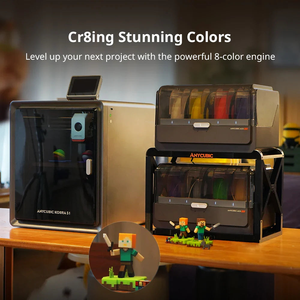 Multi-Color CoreXY 3D Printer — 250×250×250 mm (9.8×9.8×9.8 in), Up to 600 mm/s, Auto-Leveling, Wi‑Fi, ±0.1 mm Precision