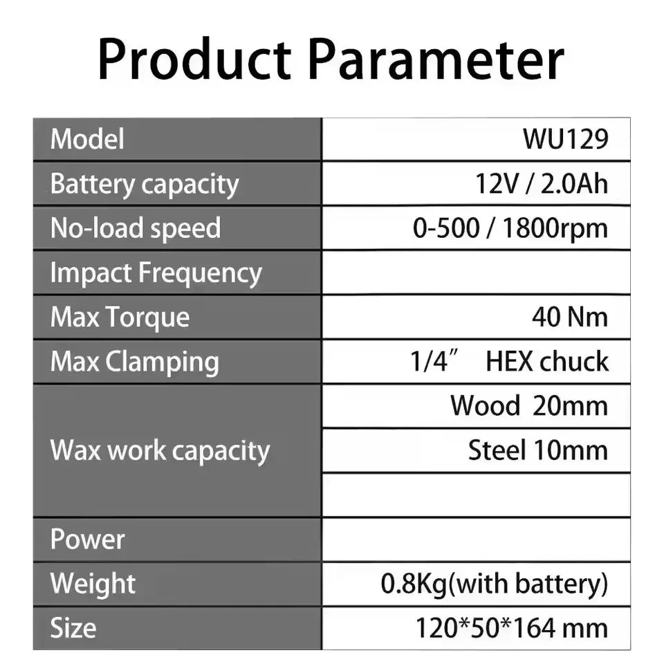 Cordless 12V Brushless Screwdriver 40 N·m Dual Speed Adjustable Torque
