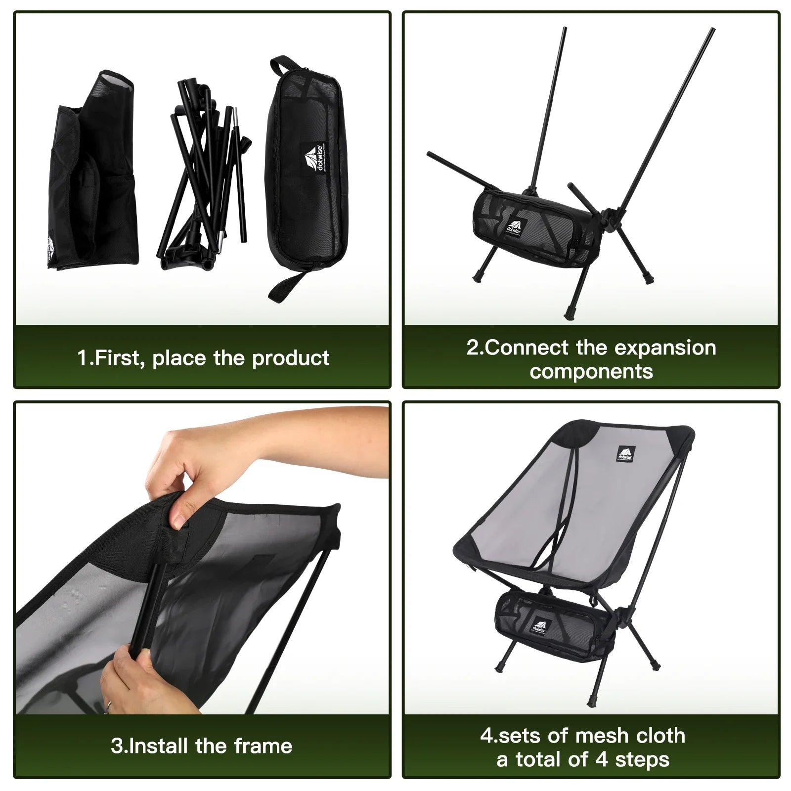 Breathable Mesh Moon Chair – Lightweight 7075 Aluminum Foldable Camping & Fishing Chair with Carry Bag