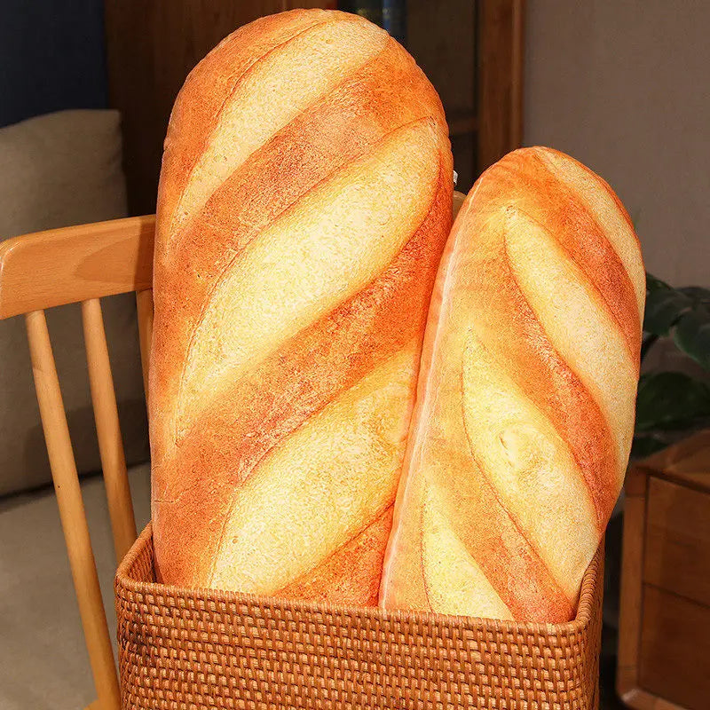 French Bread Plush Pillow - Soft Stuffed Food Plushie Decorative Throw Pillow, Sleeping Companion & Gift (Multiple Sizes)