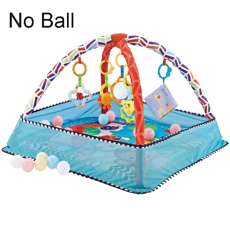 Baby Play Gym Activity Mat with Toy Bar — Tummy Time & Crawling Playmat for Newborns to 18 Months, 31.5 x 31.5 x 19.7 in (80 x 80 x 50 cm)