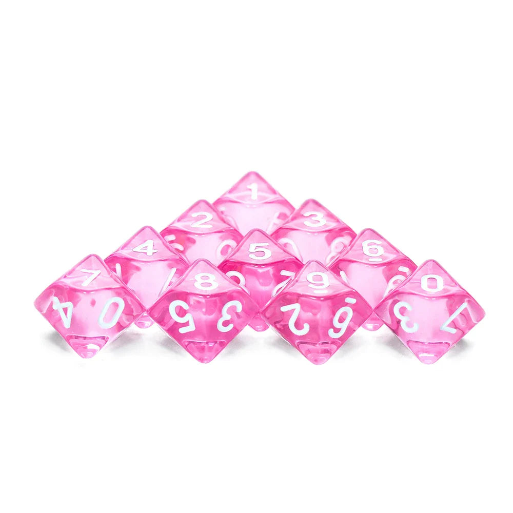 D10 Polyhedral Dice 10-Piece Set for D&D & Tabletop RPGs — Marble & Transparent Styles for Board Games & Parties