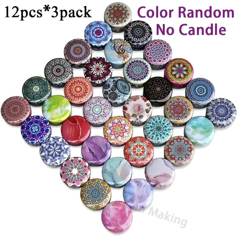 36-Pack Floral Tin Candle Jars 2.2 oz (approx. 62 g) Colorful Patterned Metal Candle Tins