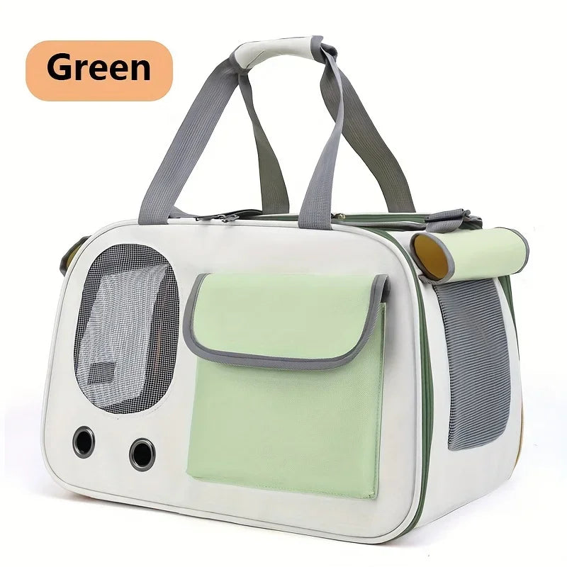 Portable Soft-Sided Nylon Pet Carrier for Cats & Small Dogs - Travel Mesh Carrier for Outdoor & Car