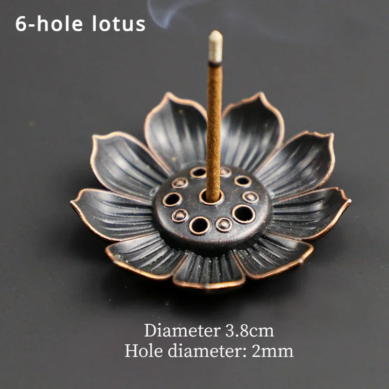 Lotus Alloy Incense Holder Small 1-Pack - Incense Burner for Sticks, Cones & Coils, Home Meditation Decor
