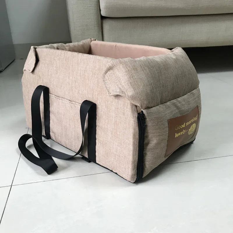 Portable Car Dog Seat Bed for Small Dogs & Cats - Travel Pet Carrier, Waterproof & Removable