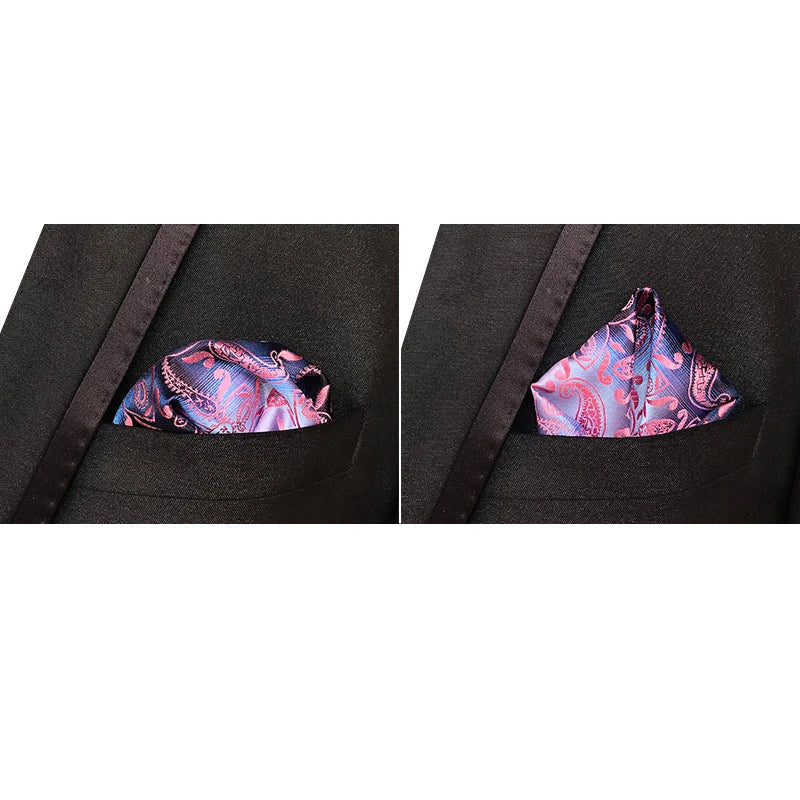 41 Colors 25 x 25 cm (9.8 x 9.8 in) Men's Pocket Square Handkerchief - Paisley, Dot & Stripe Wedding Hanky