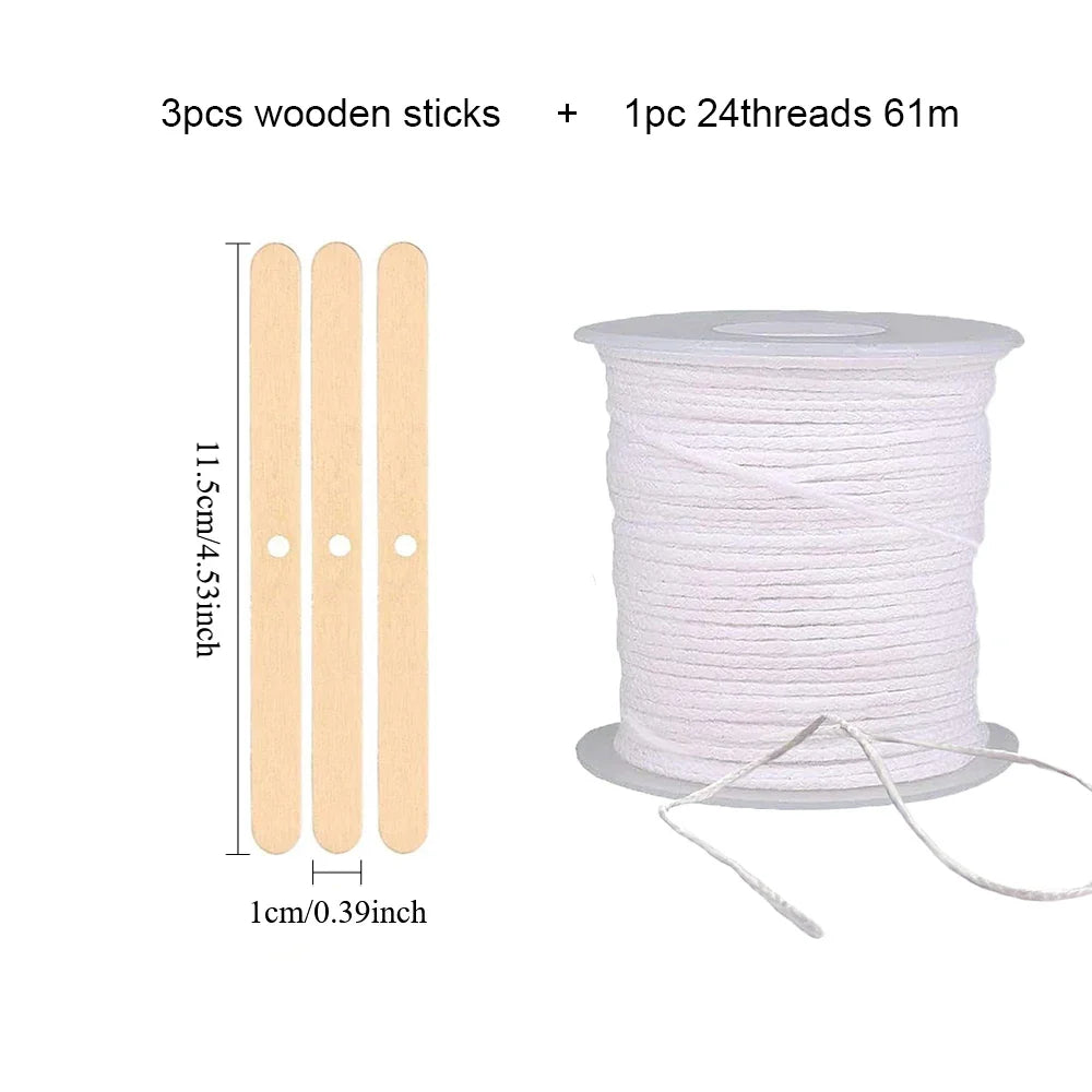 Pre-Waxed Cotton Candle Wicks 100-Pack (2.6–20 cm / 1.0–7.9 in) with Metal Bases, Adhesive Stickers & Holders — DIY Candle Making Kit