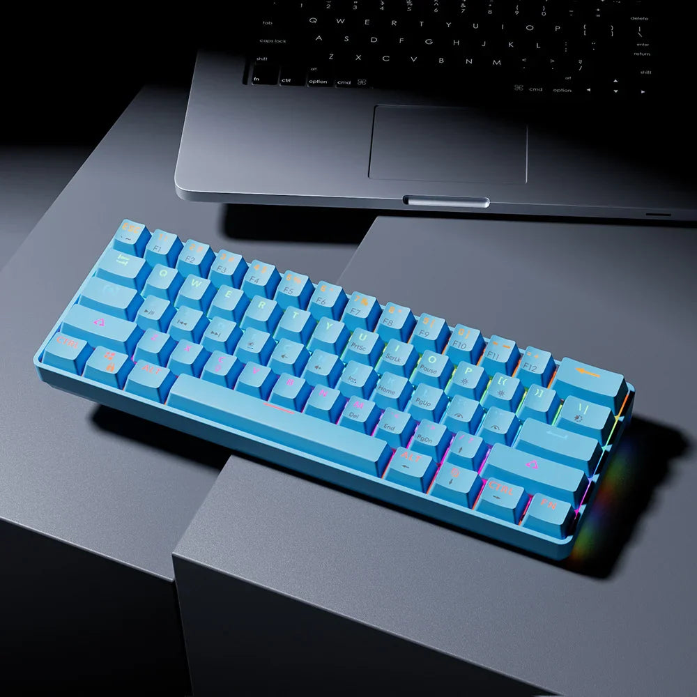 61-Key Compact Mechanical Gaming Keyboard – Hot-Swappable RGB Wired USB, Red Linear Switches